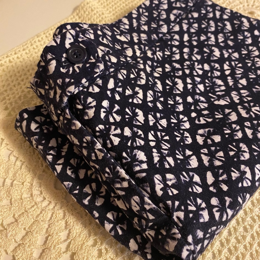 Cynthia Rowley indigo batik patterned chino shorts